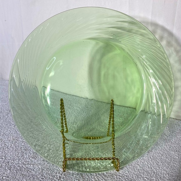 Vintage Pyrex Festiva Spring Green Swirl Rim Glass Dinner Plates x4 - Picture 4 of 11